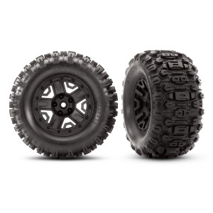 Tires & wheels, assembled, glued (black 2.8" wheels, Sledgehammer™ tires, foam inserts) (2) (TSM® rated) - Артикул: TRA6792