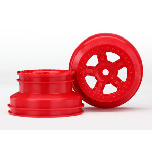 Wheels, SCT red, beadlock style, dual profile (1.8' inner, 1.4' outer) (2) - Артикул: TRA7673R