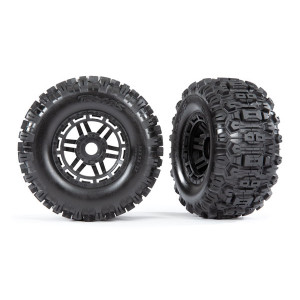 Tires & wheels, assembled, glued (black wheels, dual profile (2.8" outer, 3.6" inner), Sledgehammer™ tires - Артикул: TRA8973 Артикул - TRA8973