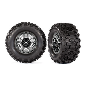 Tires & wheels, assembled, glued (black chrome 2.8" wheels, Sledgehammer™ tires, foam inserts) (2) (TSM® rated) - Артикул: TRA9072