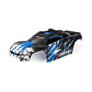 Body, E-Revo, blue/ window, grille, lights decal sheet (assembled with front & rear body mounts and rear body support for clipless mounting) - Артикул: TRA8611X