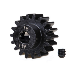 Gear, 18-T pinion (machined) (1.0 metric pitch) (fits 5mm shaft): set screw (compatible with steel s - Артикул: TRA6491R