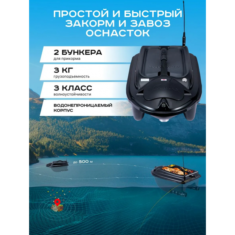 Прикормочный кораблик для рыбалки ACTOR PLUS Pro с эхолотом и GPS