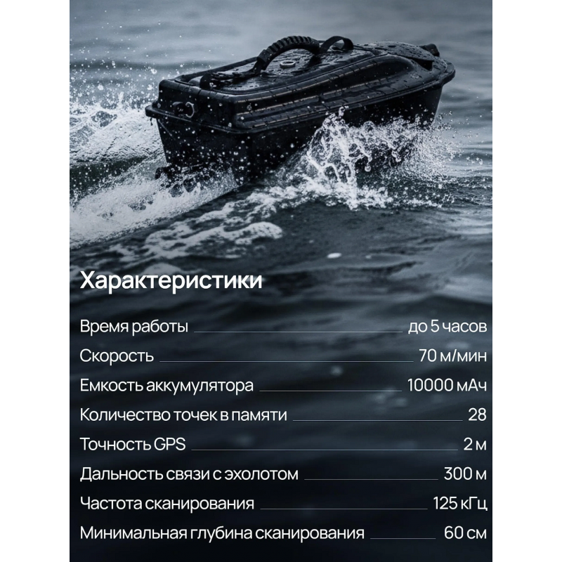 Прикормочный кораблик для рыбалки ACTOR PLUS Pro с эхолотом и GPS