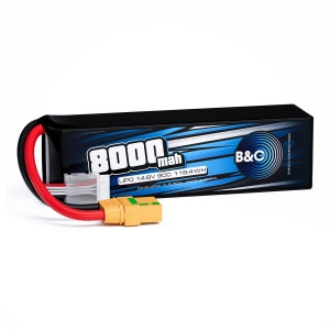 Аккумулятор LiPo B&C - 14.8v 8000mAh 90C (4S, Softcase, разъём XT-90) B&C-8000-4S-100-S-XT90