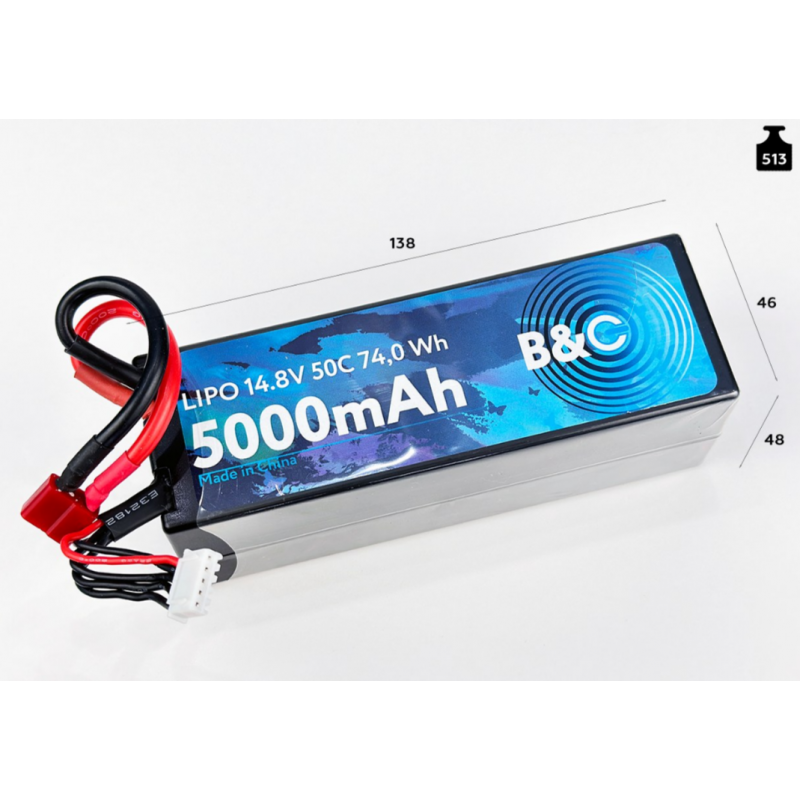 Аккумулятор LiPo B&C 5000 mAh 14.8V (4S) 50C T-Plug Hardcase B&C-5000-4S-50-H-T