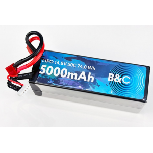 Аккумулятор LiPo B&C - 14.8v 5000mAh 50C (4S, Hardcase, разъём T-Plug) B&C-5000-4S-50-H-T