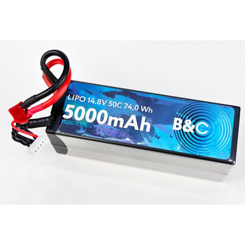 Аккумулятор LiPo B&C 5000 mAh 14.8V (4S) 50C T-Plug Hardcase B&C-5000-4S-50-H-T