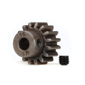 Gear, 16-T pinion (1.0 metric pitch) (fits 5mm shaft): set screw (compatible with steel spur gears) - TRA6489X