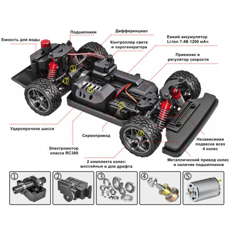 Радиоуправляемая машина для дрифта Zegan EROCKET 4WD RTR масштаб 1:16 2.4G - WLT- - HS16352