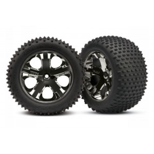 Колеса Traxxas Tires & wheels, assembled, glued (2.8'') (All-Star black chrome wheels, Alias tires, f - TRA3770A