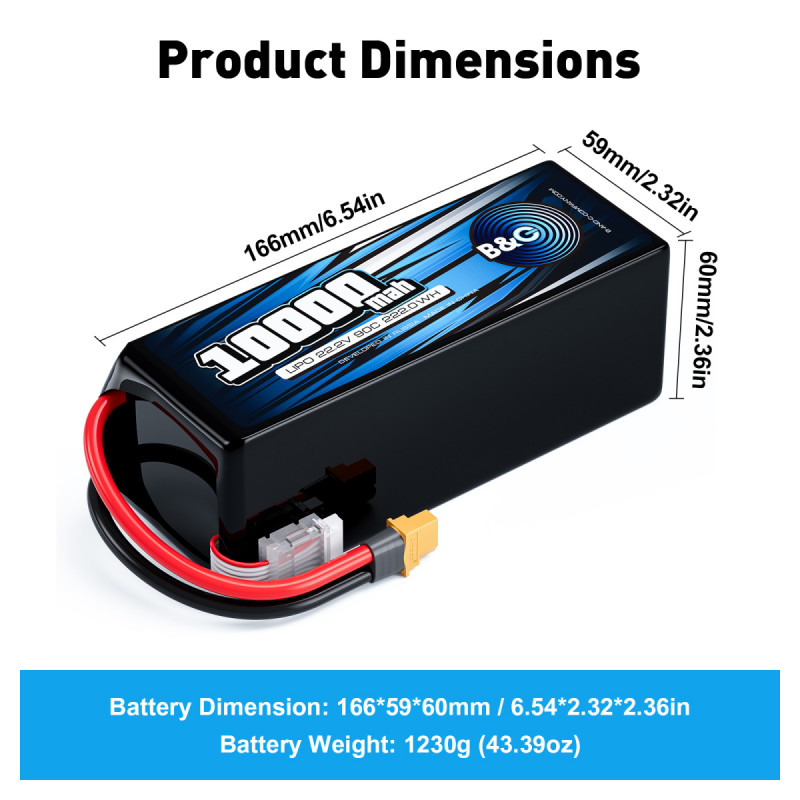 Аккумулятор LIPO 6S B&C 10000 MAH 22.2V (6s) 90C, XT60, Soft case B&C-10000-6S-90-S-XT60