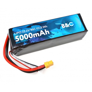 Аккумулятор Li-po B&C 5000 MAH 22.2V (6s) 90C, XT60, Soft case
