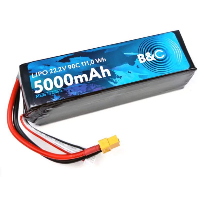 Аккумулятор Li-po B&C 5000 MAH 22.2V (6s) 90C, XT60, Soft case