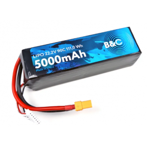 Аккумулятор Li-po B&C 5000 MAH 22.2V (6s) 90C, XT90, Soft case