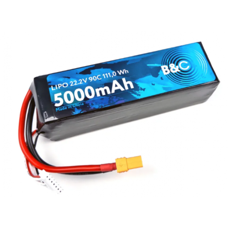 Аккумулятор Li-po B&C 5000 MAH 22.2V (6s) 90C, XT90, Soft case