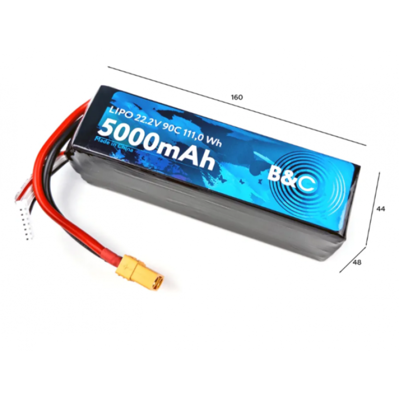 Аккумулятор Li-po B&C 5000 MAH 22.2V (6s) 90C, XT90, Soft case
