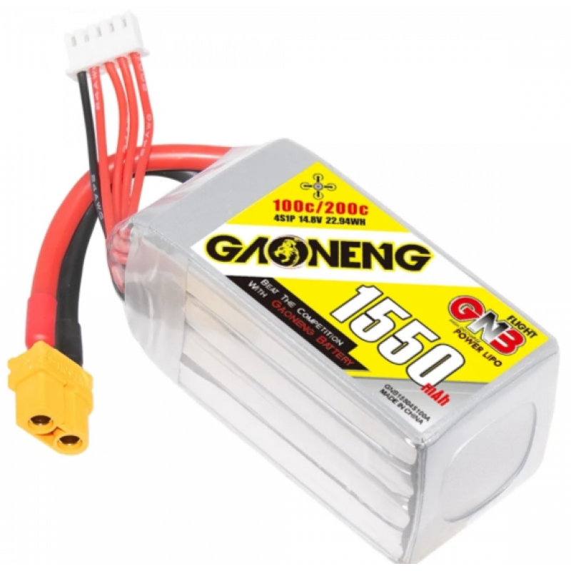 Аккумулятор GNB 1550MAH 4S 14.8V 100С/200C XT60 SoftCase RC FPV drone LiPo Battery Pack Graphene