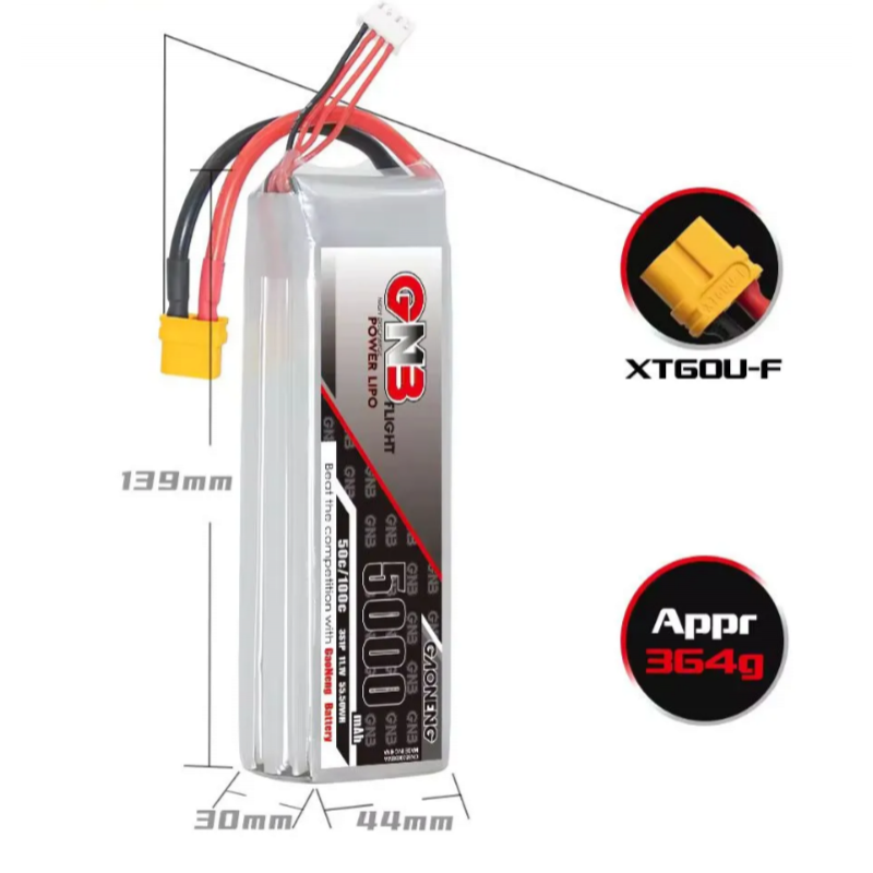 Аккумулятор LiPo GNB 5000mAh 3S1P 11.1V 50C/100C XT60U SoftCase (GNB50003S50A)