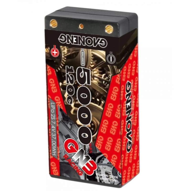 Аккумулятор GNB 5000mAh 7.4V 2S 120C LiPo Shorty Pack Bullet 4 мм + XT60 HardCase