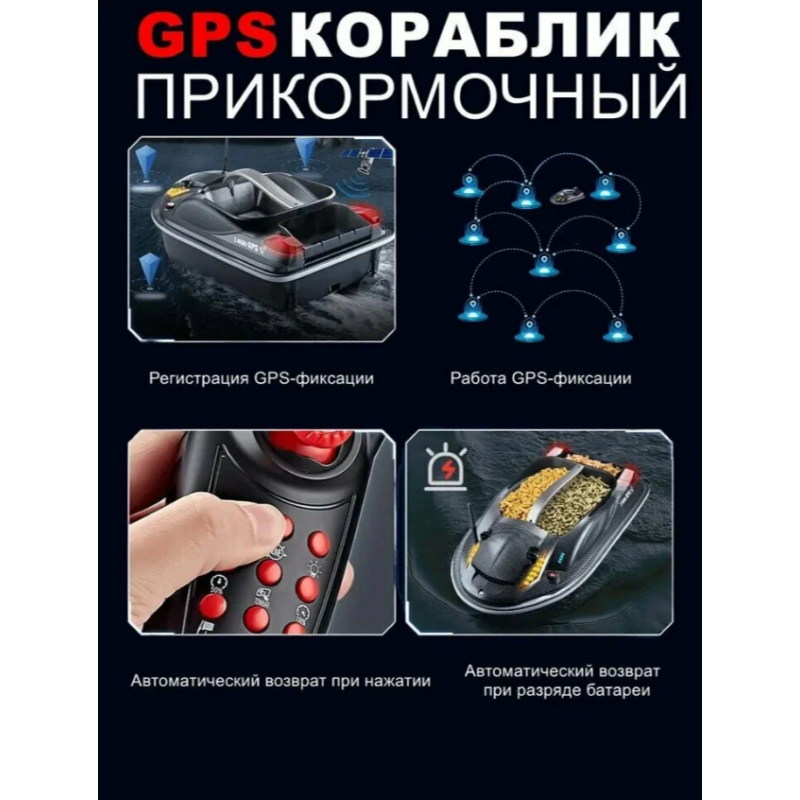 Прикормочный кораблик HJ817-BAG V2 с GPS для рыбалки