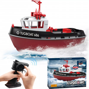Радиоуправляемый буксир Tugboat черный 2.4G 1:72 - HL-3800-B