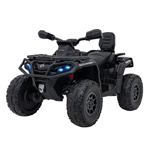 Детский квадроцикл двухместный BRP Can-Am Outlander (24V, полный привод, черный) - DK-CA005-BLACK