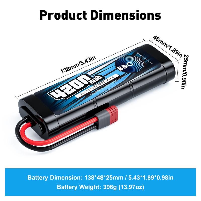 Аккумулятор NiMH B&C 6-Cells 4200 mAh 7.2V с разъёмом T-Plug