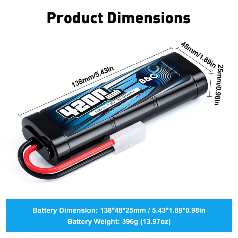 Аккумулятор NiMH B&C 6-Cells 4200 mAh 7.2V с разъёмом Tamiya