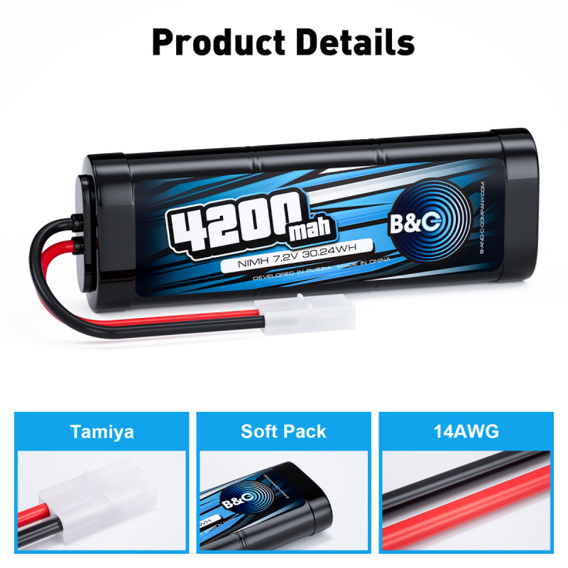 Аккумулятор NiMH B&C 6-Cells 4200 mAh 7.2V с разъёмом Tamiya