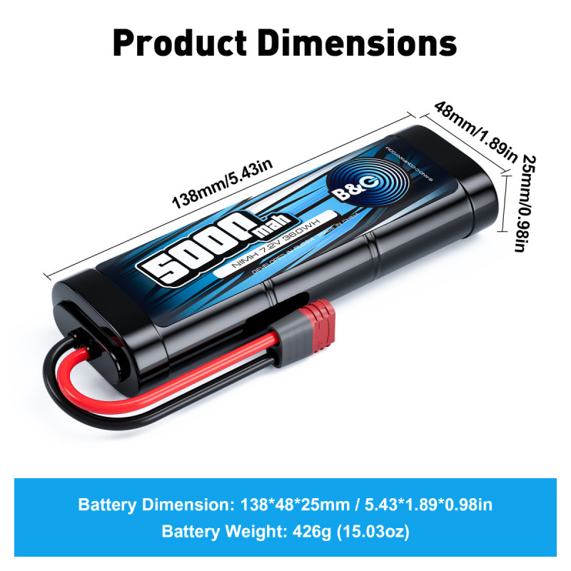 Аккумулятор NiMH B&C 5000 mAh 7.2V с разъёмом T-Plug