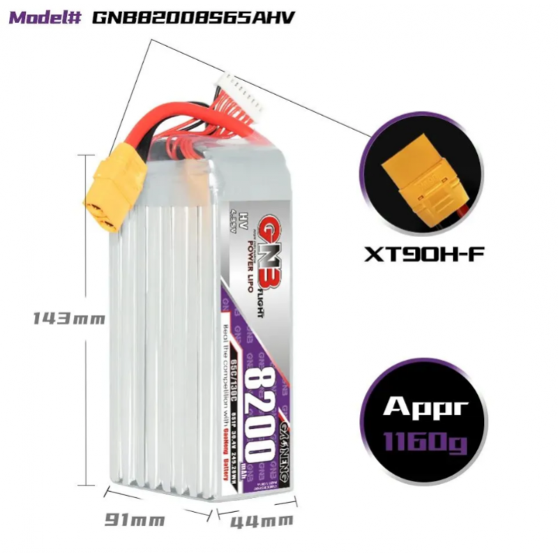 Аккумулятор Li-Po Gaoneng GNB 8200mAh 8S HV 30.4V 65C XT-90