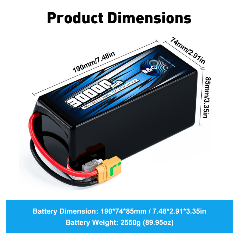 Аккумулятор Li-Po Semi-Solid B&C 30000mAh 8S 29.6V 10C XT90S
