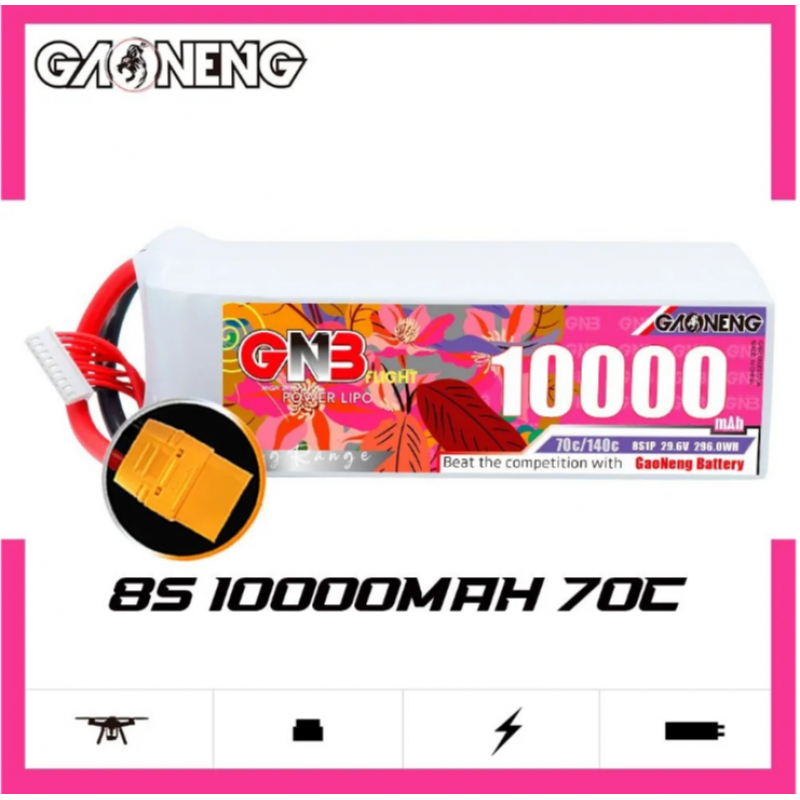 Аккумулятор Li-Po Gaoneng GNB 10000mAh 8S 29.6V 70C XT90S