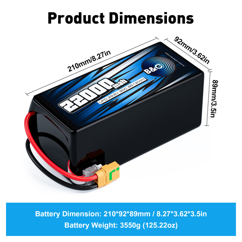 Аккумулятор Li-Po B&C 22000mAh 8S 29.6V 25C XT90S