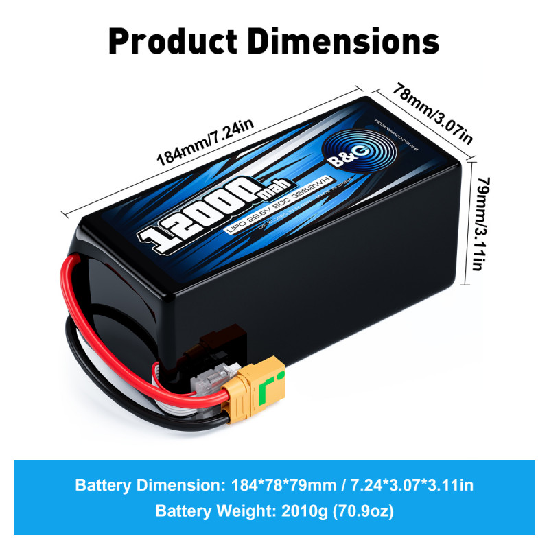 Аккумулятор Li-Po B&C 12000mAh 8S 29.6V 90C XT90S