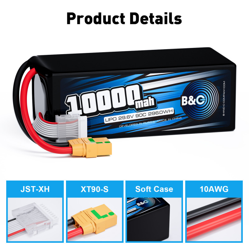 Аккумулятор Li-Po B&C 10000mAh 8S 29.6V 90C XT90S