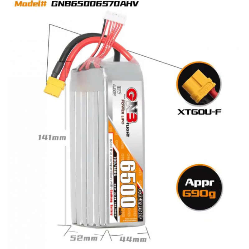 Аккумулятор Gaoneng GNB 6500mAh 6S1P 22.8V HV 70C XT60