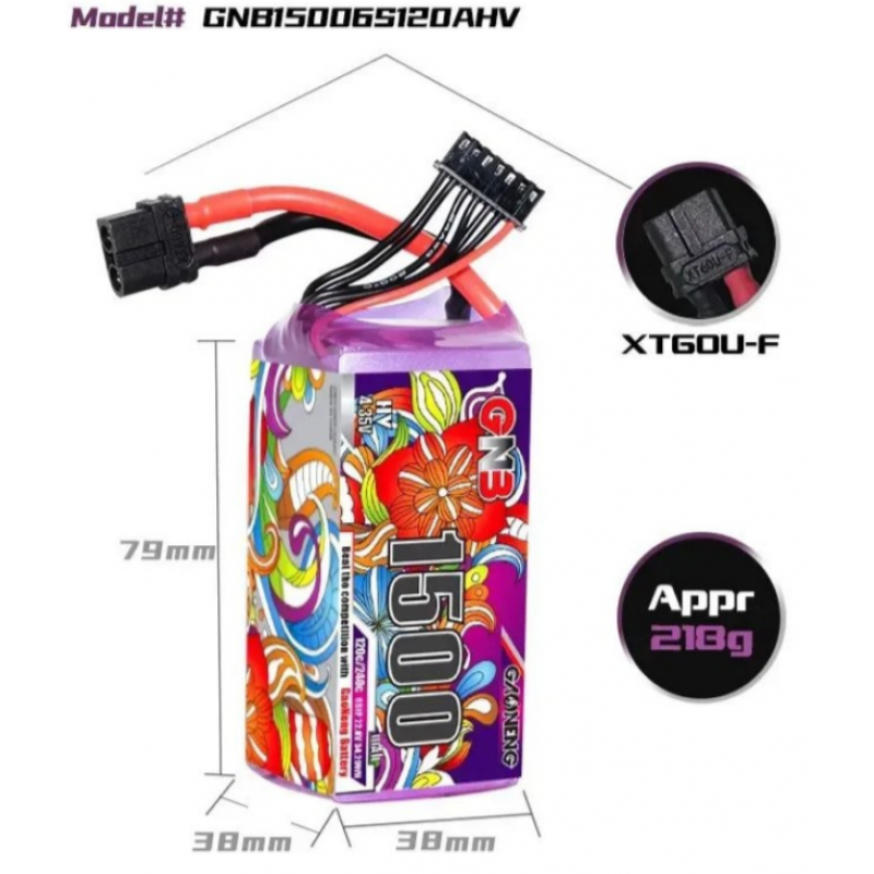 LiPo аккумулятор GNB 1500mAh 6S HV 120C/240C XT-60