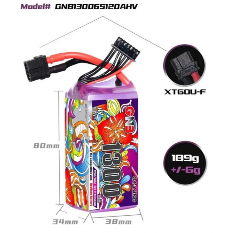 Аккумулятор Gaoneng GNB 1300mAh 6S HV 120C/240C XT-60