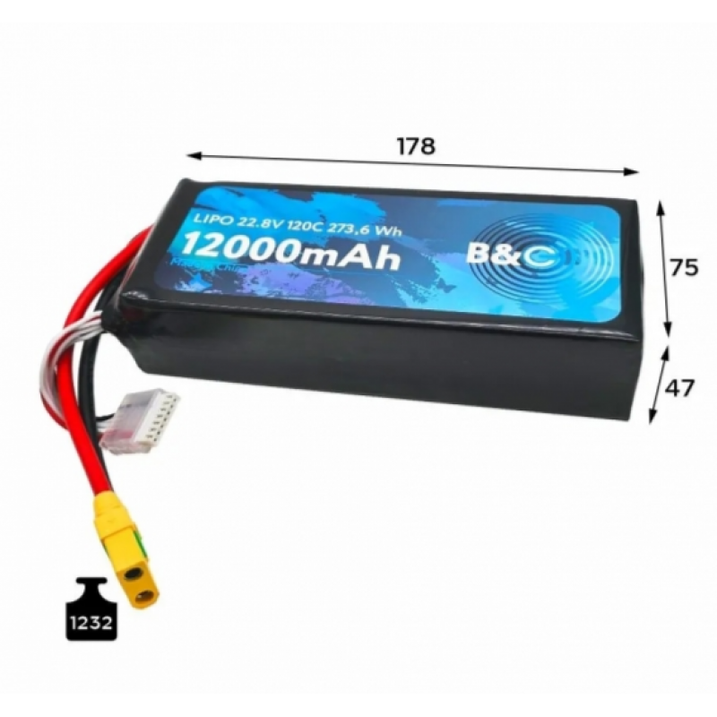 Аккумулятор B&C 12000mAh 6S HV 22.8V 120C XT90S (Soft Case)