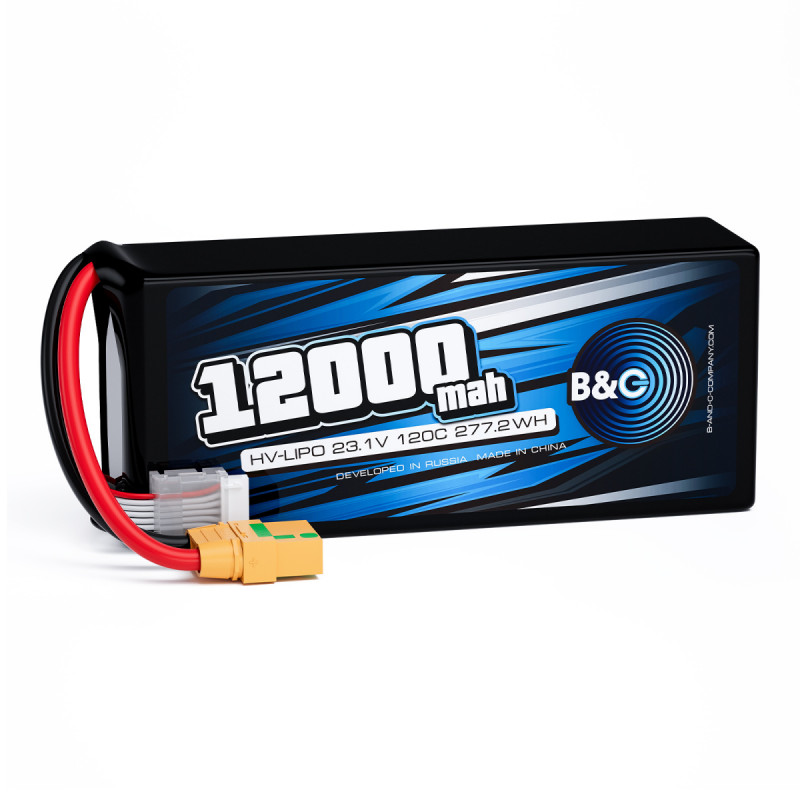 Аккумулятор Lipo B&C 12000 MAH 23.1V (6sHV) 120C, XT90S, Soft case B&C-12000-6SHV-120-S-XT90S