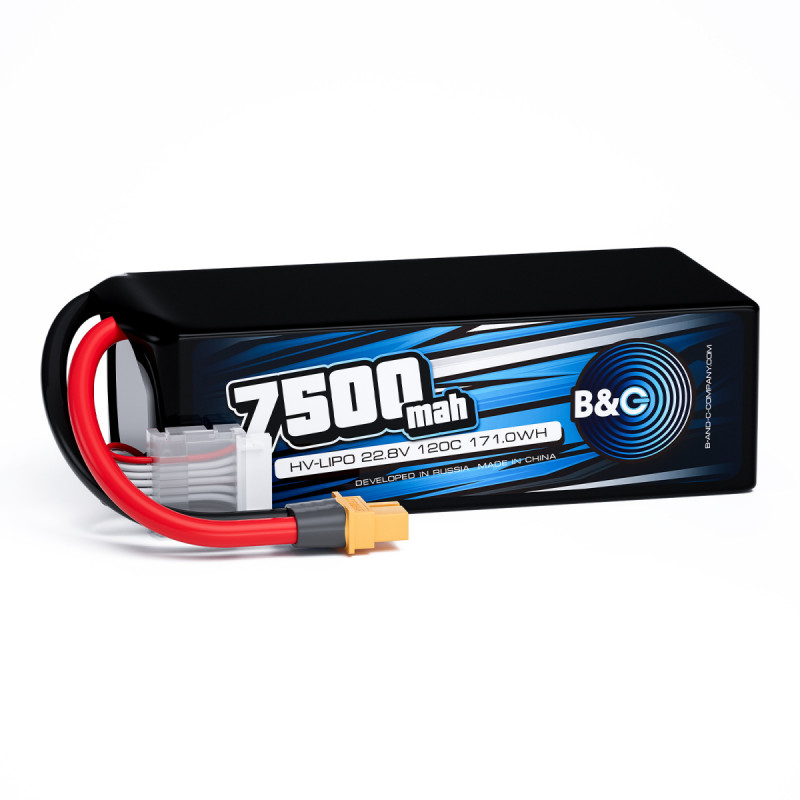 Аккумулятор B&C 7500mAh 6S HV 22.8V 120C XT60 (Soft Case)
