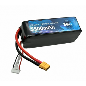 Аккумулятор Li-po B&C 5500 MAH 22.8v (6s HV), 120С, XT60, Softcase B&C-5500-6SHV-120-S-XT60
