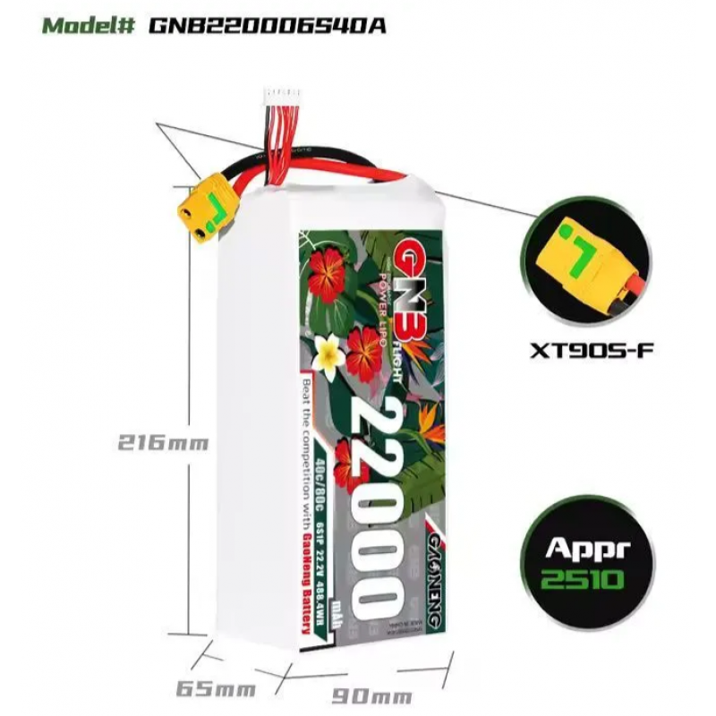 Аккумулятор Gaoneng GNB 22000mAh 6S 22.2V 40C – купить в Москве и с доставкой по России