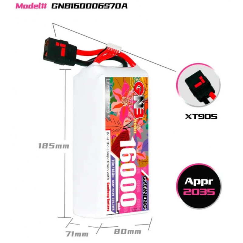 Аккумулятор Gaoneng GNB 16000mAh 6S 22.2V 70C/140C – купить в Москве и с доставкой по России