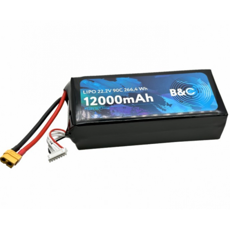 Аккумулятор Li-po B&C 12000mAh 6S 22.2V 90C XT60 (B&C-12000-6S-90-S-XT60)