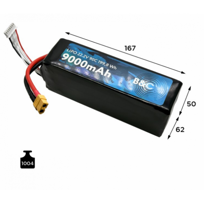 Аккумулятор Li-po B&C 9000mAh 6S 22.2V 90C XT60 (B&C-9000-6S-90-S-XT60)