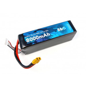 Аккумулятор Li-po B&C 8000 mAh 22.2V (6S) 90C, XT60, Soft case B&C-8000-6S-90-S-XT60