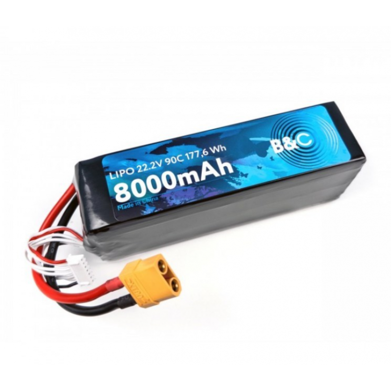 Аккумулятор LiPo B&C 8000 mAh 22.2V (6S) 90C XT-90 Softcase B&C-8000-6S-90-S-XT90